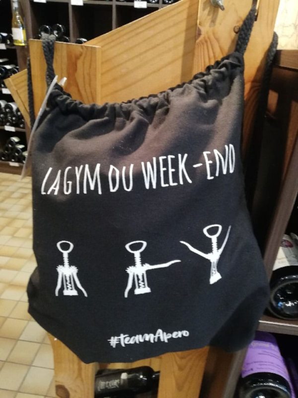 Sac à dos en tissus noir "La gym du week-end"