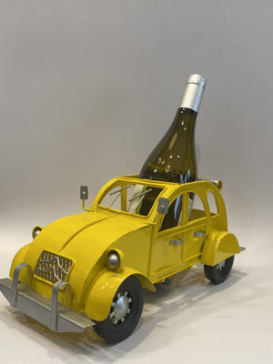 Sujet Métal Porte Bouteille 2 CV JAUNE (sans la bouteille)